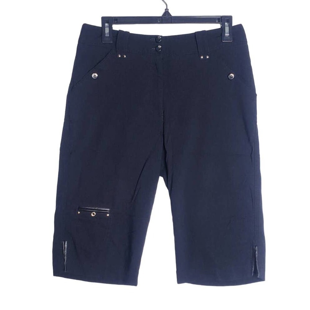 Jamie Sadock Women's Black Knee Capris Length Long Golf Shorts 4 Cargo 823116